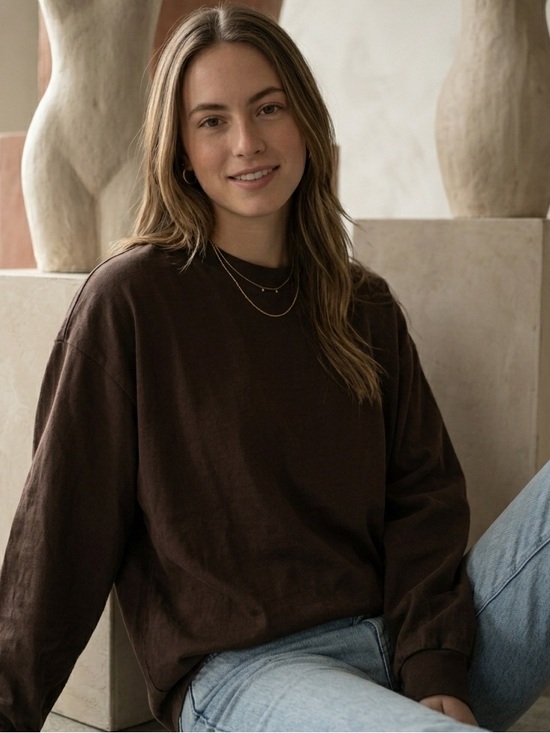 SKIMS Tops - NWT SKIMS Heavy Cotton Jersey Oversized Long Sleeve T-Shirt Espresso XXS-M